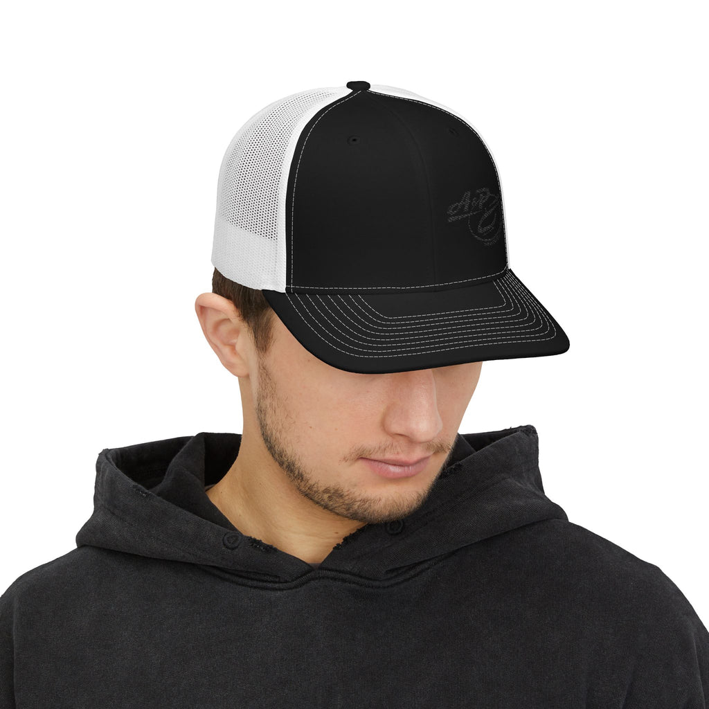 Trucker Cap with Dark Gray Embroidered Logo