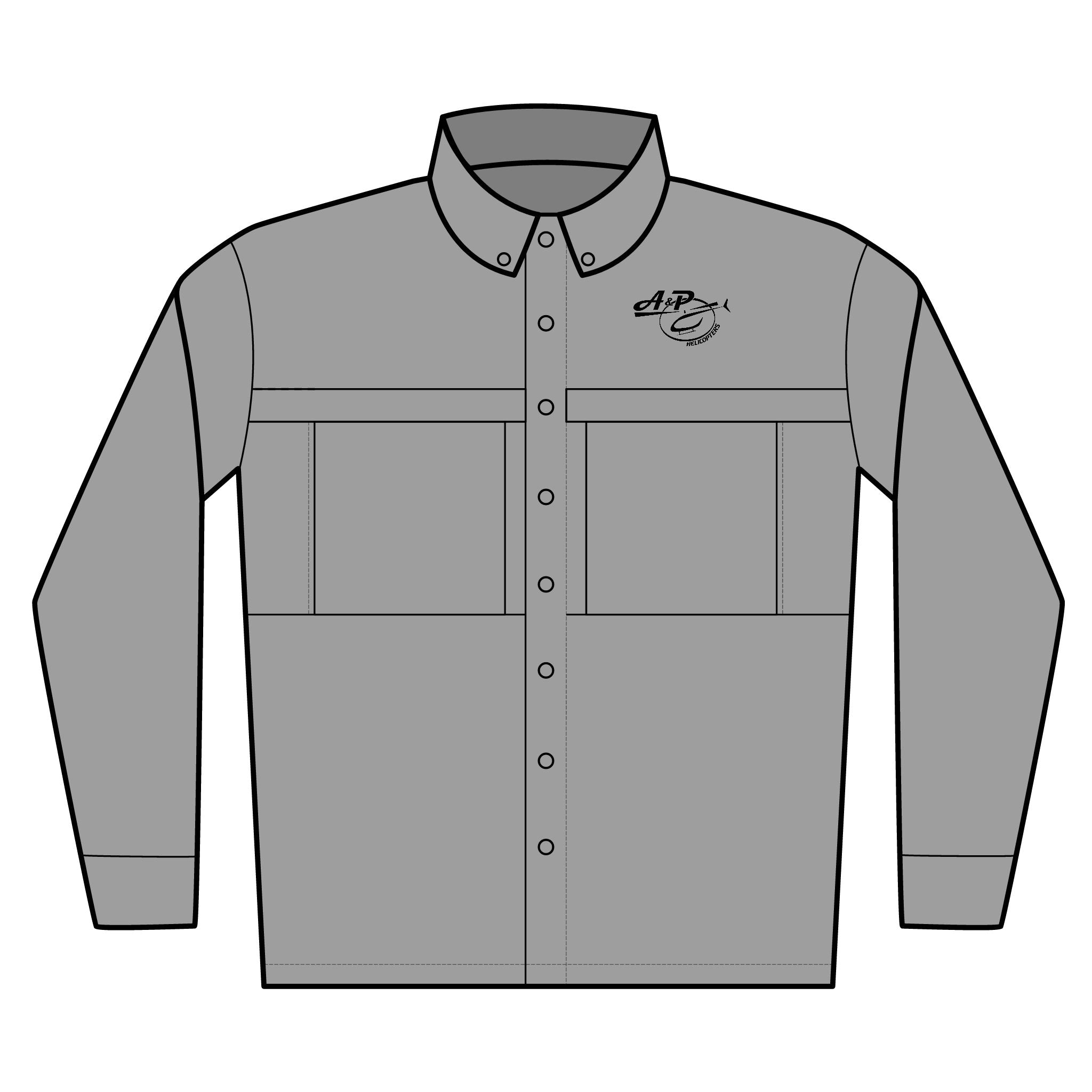 Embroidered Men’s Long Sleeve UV Button-Up Shirt — Lightweight Sun Protection Work Shirt