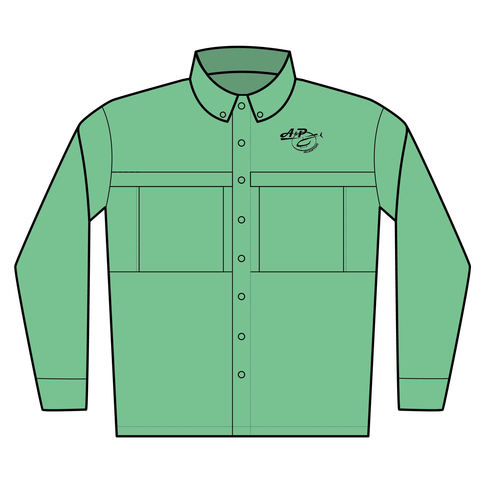 Embroidered Men’s Long Sleeve UV Button-Up Shirt — Lightweight Sun Protection Work Shirt