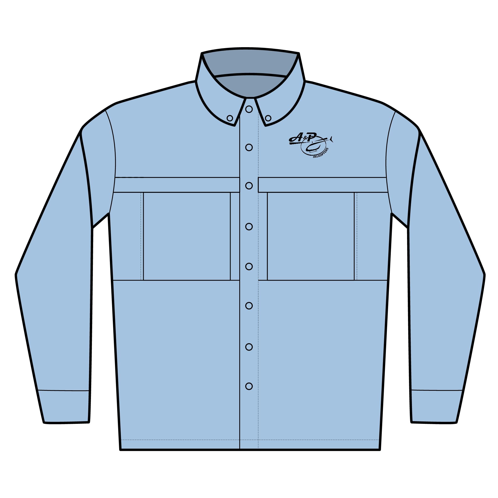 Embroidered Men’s Long Sleeve UV Button-Up Shirt — Lightweight Sun Protection Work Shirt