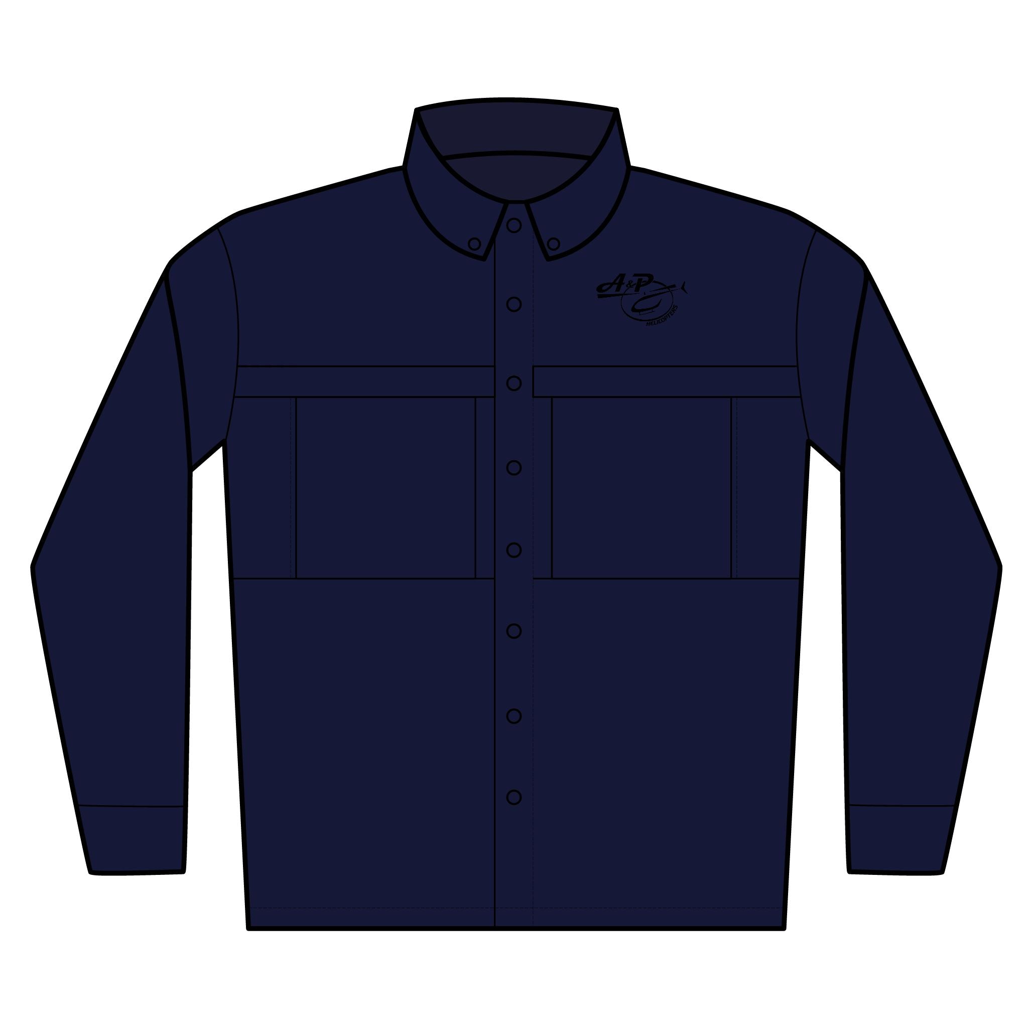 Embroidered Men’s Long Sleeve UV Button-Up Shirt — Lightweight Sun Protection Work Shirt