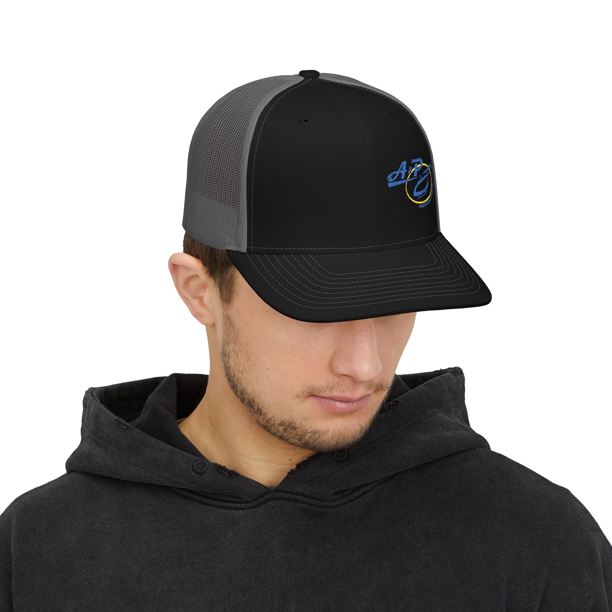 Trucker Cap with Blue & Yellow Embroidered Logo