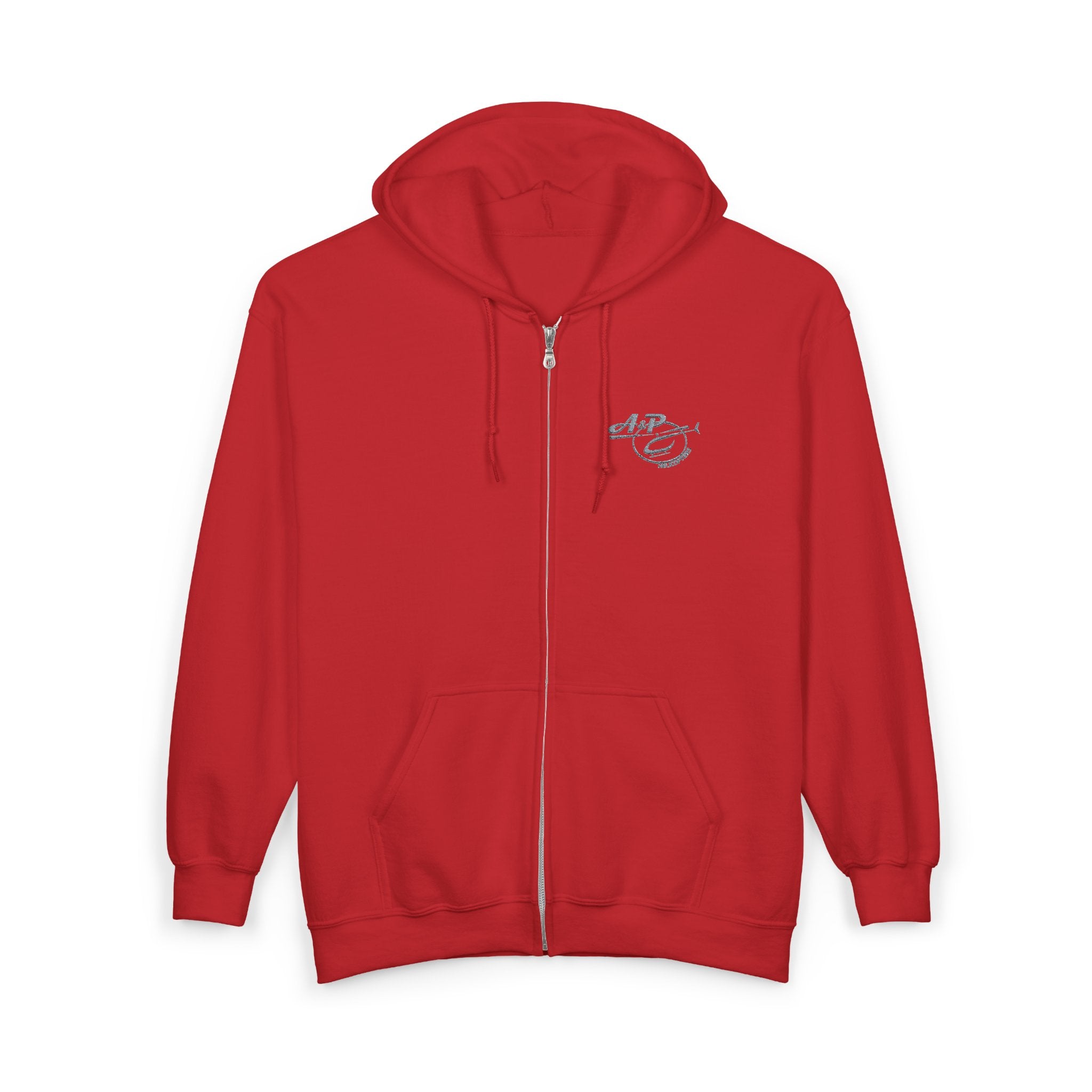 Zip Hoodie with Embroidered A&P Logo - Casual Unisex Full-Zip Sweatshirt