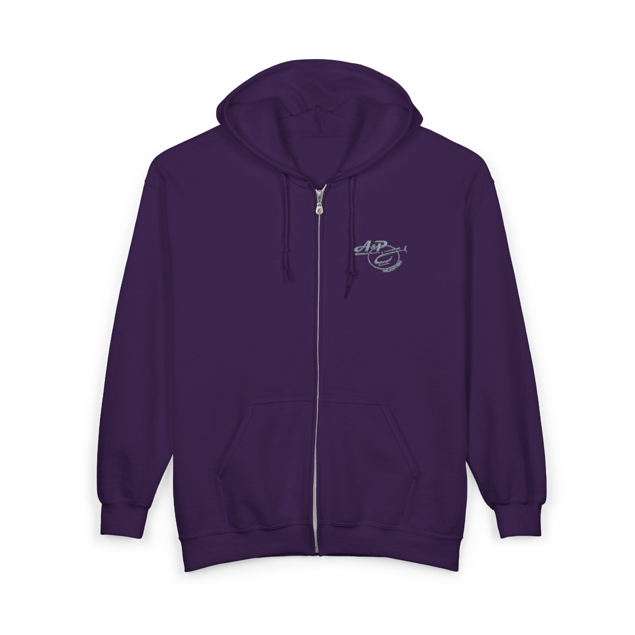 Zip Hoodie with Embroidered A&P Logo - Casual Unisex Full-Zip Sweatshirt