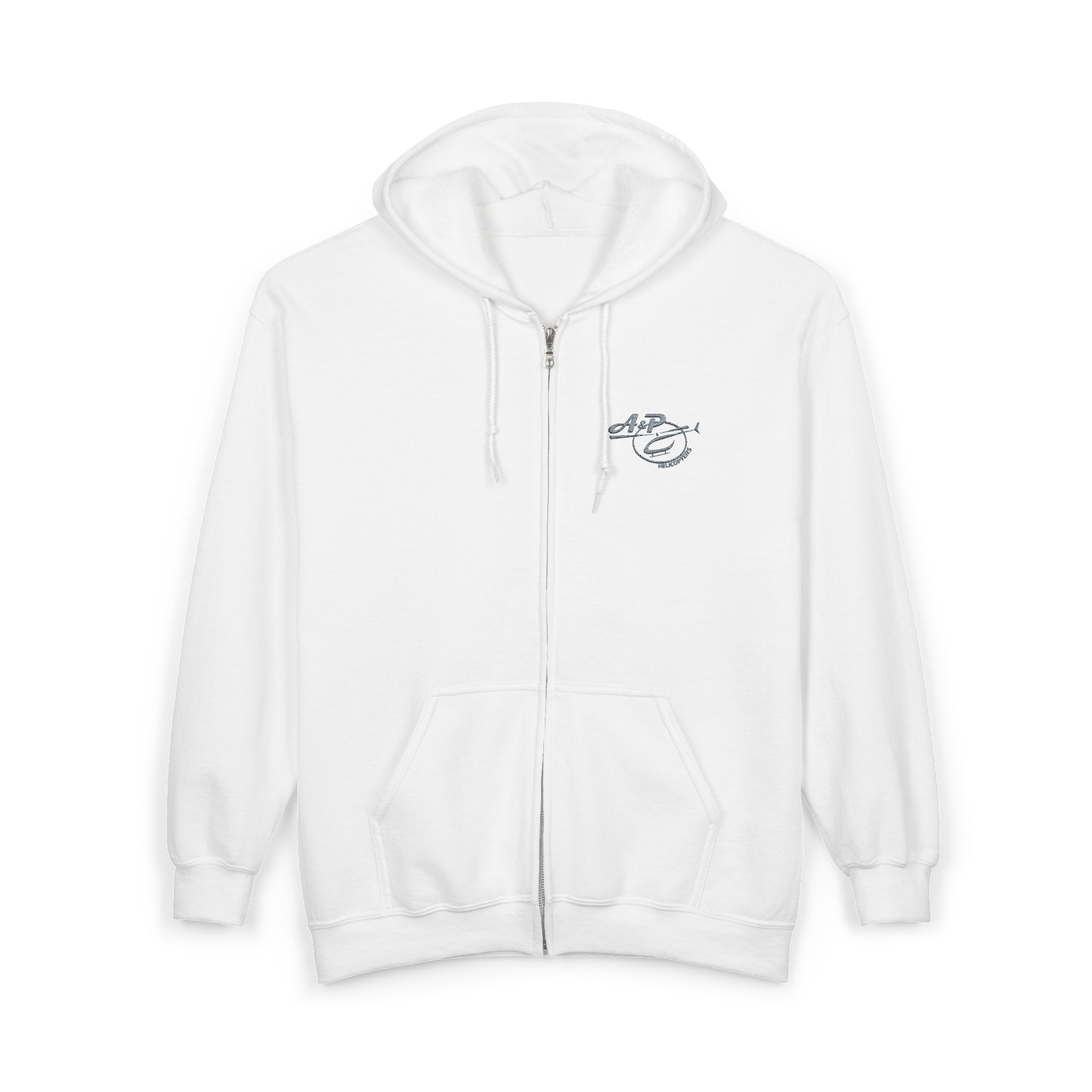 Zip Hoodie with Embroidered A&P Logo - Casual Unisex Full-Zip Sweatshirt