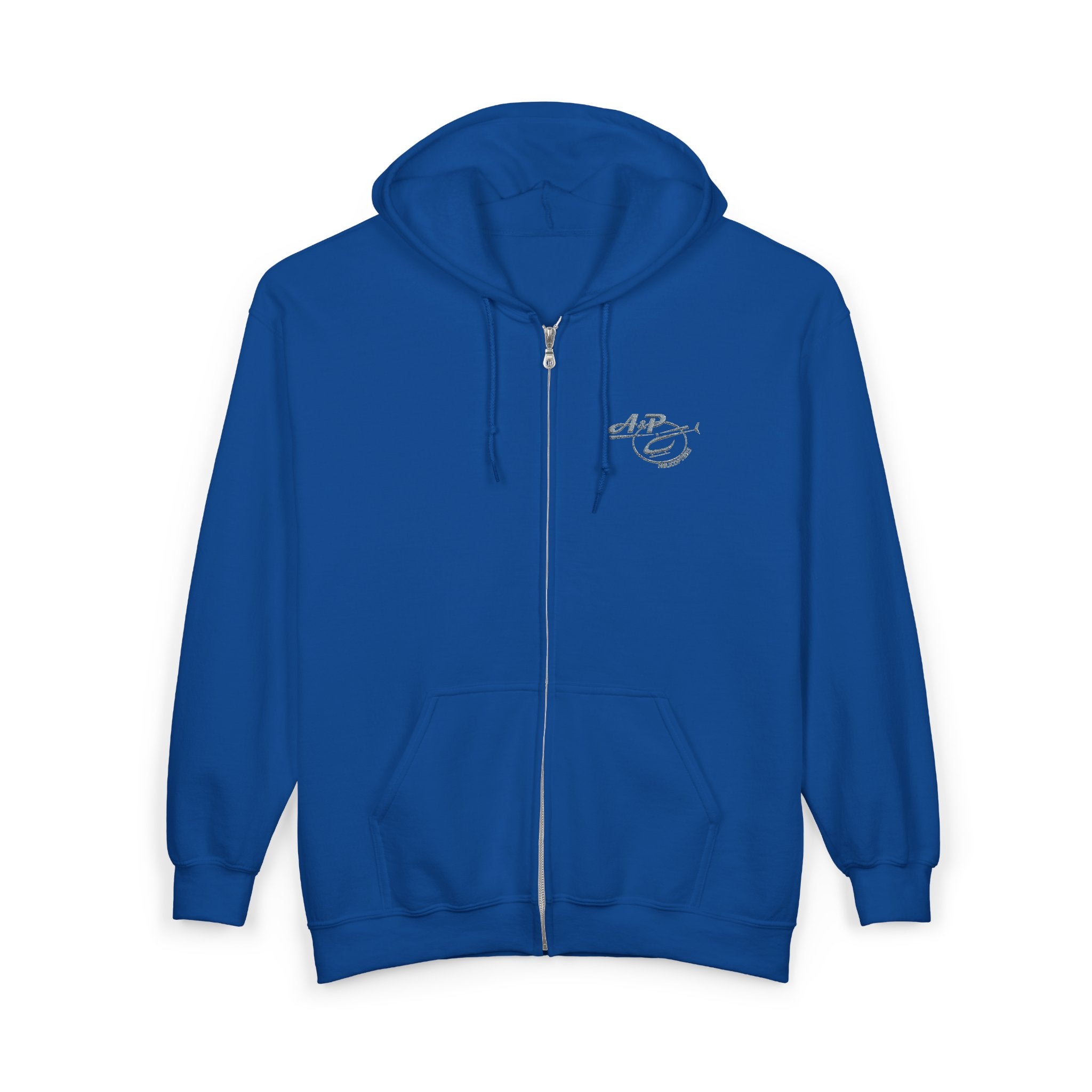 Zip Hoodie with Embroidered A&P Logo - Casual Unisex Full-Zip Sweatshirt