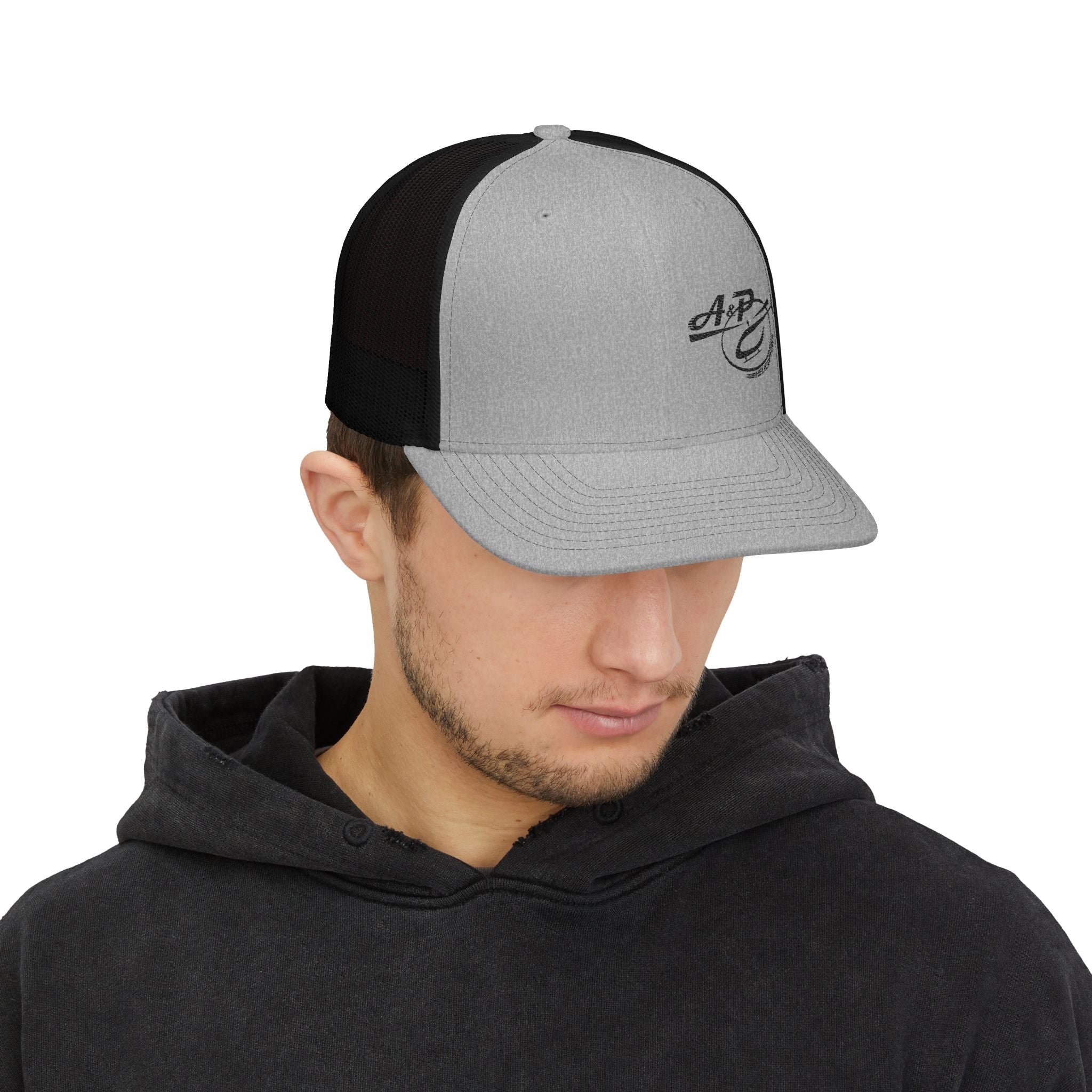 Trucker Cap with Dark Gray Embroidered Logo